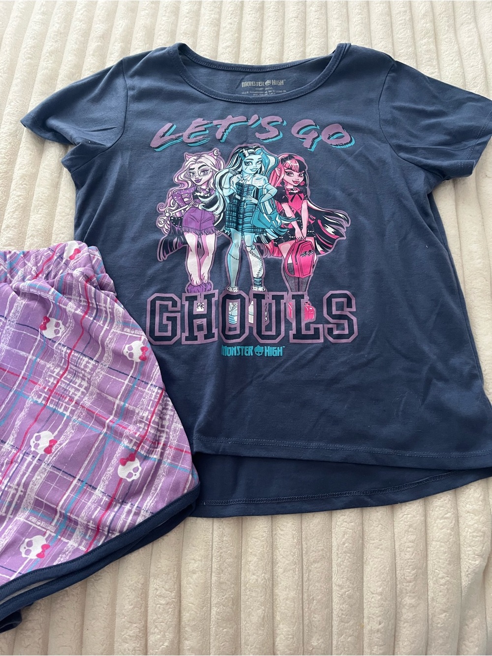 Girls Monster High Navy, Purple & Teal 'Let's Go Ghouls' Pajama Set